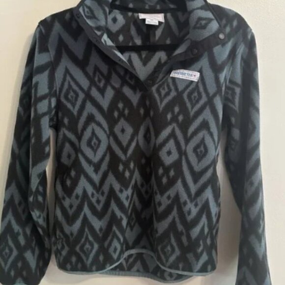 Vintage Obermeyer 80s/90s Green Southwestern Aztec Pull Over‎ Snap Fleece Jacket - Picture 1 of 4